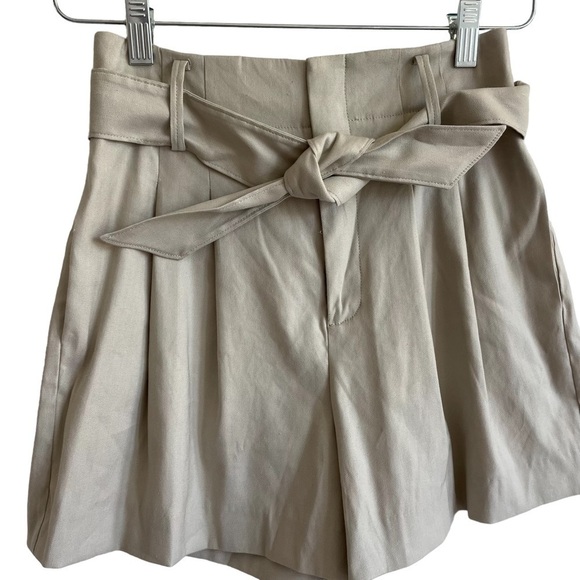 Joie Kaylei Khaki Paperbag Tie Waist Shorts, Size 2 - Picture 3 of 6